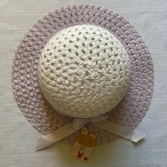Target Kids Purple And White Easter Straw Hat - Picture 2 of 7